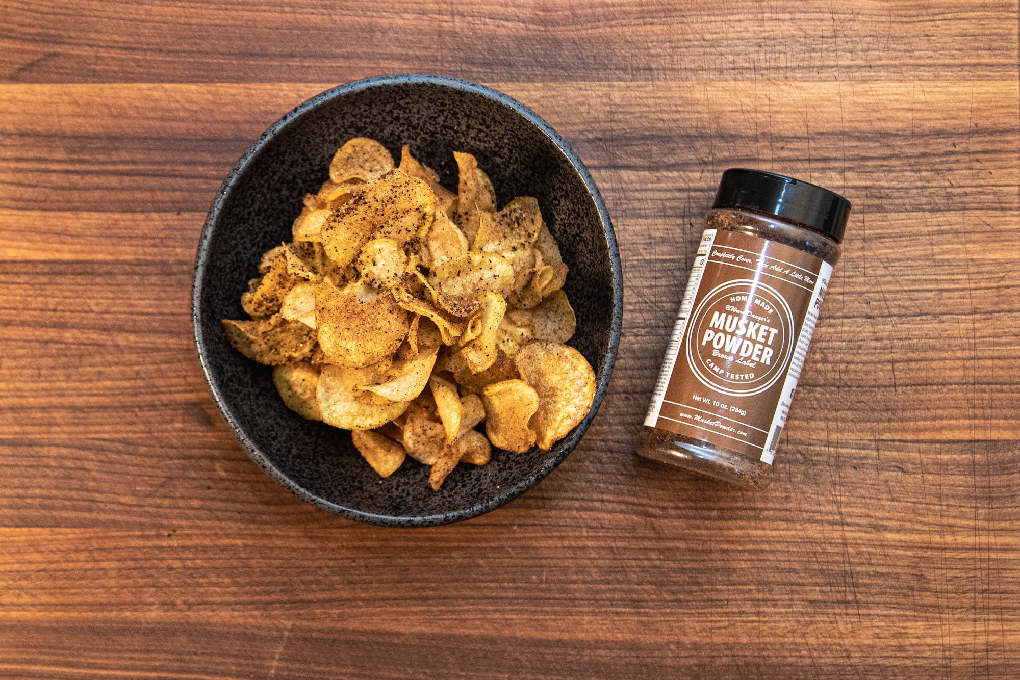 Kettle-Style BBQ Chips with Brown Label Musket Powder